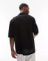 Фото #4 товара Topman oversized fit button through jersey crochet polo in black