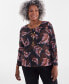 Фото #1 товара Plus Size Printed Scoop-Neck Long-Sleeve Top, Created for Macy's