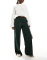 Vila tailored wide leg trouser in green pinstripe