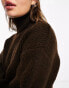 Monki cropped knitted jumper in brown