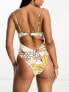 River Island Print Bandeau Swimsuit in Orange Tropical Print