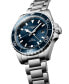 Фото #2 товара Men's Swiss Automatic Hydroconquest GMT Stainless Steel Bracelet Watch 43mm