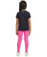 ფოტო #3 პროდუქტის Little Girls Logo Graphic Tie-Hem T-Shirt & Leggings, 2 Piece Set