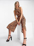 Фото #1 товара Style Cheat belted wide leg jumpsuit in leopard print