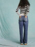 Фото #1 товара Miss Selfridge heart pocket straight leg jean in dark wash blue