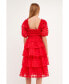 ფოტო #2 პროდუქტის Women's Check Organza Tiered Midi Dress