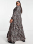 ASOS DESIGN Curve maxi shirt dress with pin tucks in animal print