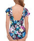 Фото #2 товара Купальник Swim Solutions женский с цветочным принтом и рукавами-фламенко, созданный для Macy's.