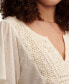 Фото #4 товара Women's Crochet-Yoke Short-Sleeve Babydoll Top