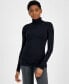 ფოტო #1 პროდუქტის Women's Turtleneck Long-Sleeve Jersey Top