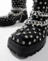 Azalea Wang Coven studded embellishment chunky ankle boot in black