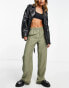 Фото #1 товара Mango straight leg linen trouser in khaki