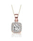 Sterling Silver with Colored Cubic Zirconia Asher Cut Square Framed Drop Pendant