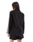 Miss Selfridge sporty side stripe relaxed fit blazer in black