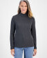 Women's Cotton Mock-Neck Long-Sleeve Tee, Created for Macy's Древесный уголь Hthr, M - фото #1