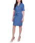 Фото #1 товара Petite Short Sleeve Zip Front Dress