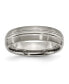 Titanium Brushed Center Grooved Wedding Band Ring