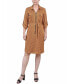 Фото #1 товара Petite Belted Roll Tab Zip Front Shirtdress