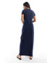 Vero Moda Petite knotted t-shirt maxi dress with split in navy M - фото #3