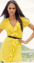 Фото #1 товара INC International Concepts Button Front Ruffeld Pure Silk Dress Sunny Yellow M