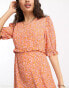 Nobody's Child Petite Felicia frill midi dress in orange heart print