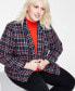 ფოტო #3 პროდუქტის Plus Size Tweed Faux-Double-Breasted Blazer, Created for Macy's