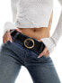 Фото #1 товара ASOS DESIGN leather oval buckle waist and hip belt in gold