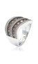 ფოტო #3 პროდუქტის Suzy Levian Sterling Silver Cubic Zirconia Large Curved Brown Ring