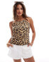 Фото #1 товара Pull&Bear square neck back detail cami in leopard print