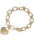 ფოტო #1 პროდუქტის Diamond Heart Charm Bracelet (1/10 ct. t.w.) in Sterling Silver or 14k Gold-Plated Sterling Silver