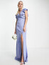 TFNC Tall Bridesmaid – Maxikleid in Puderblau mit Zierknoten vorne