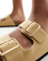 Glamorous Wide Fit double strap footbed sandals in taupe