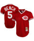 Фото #2 товара Men's Johnny Bench Red Cincinnati Reds 1983 Authentic Cooperstown Collection Mesh Batting Practice Jersey