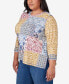 Фото #4 товара Plus Size Scottsdale Abstract Patchwork Button Down Top