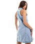 Фото #4 товара Wrangler collared denim dress in light blue