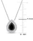 ფოტო #4 პროდუქტის Black & White Diamond Halo Pear-Shaped 17" Pendant Necklace (1-1/10 ct. t.w.) in 14k White Gold