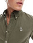 Фото #2 товара Abercrombie & Fitch short sleeve elevated icon logo oxford shirt in dark green