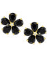 Onyx & Diamond Accent Flower Stud Earrings in 10k Gold