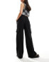 Stradivarius tailored pull on cargo trouser in black