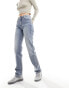 Stradivarius STR straight leg jean with stretch in mid blue