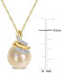 ფოტო #4 პროდუქტის Cultured South Sea Pearl (9mm) & Diamond (1/10 ct. t.w.) Swirl 17" Pendant Necklace in 14k Gold