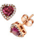 ფოტო #3 პროდუქტის Rhodolite (7/8 ct. t.w.) & Diamond (1/8 ct. t.w.) Heart Stud Earrings in 14k Rose Gold