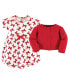 Baby Girls Baby ganic Cotton Dress and Cardigan 2pc Set, Bows