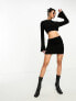 Missyempire fine knit twist back crop top co-ord in black