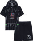ფოტო #1 პროდუქტის Toddler and Little Boys Darth Vader Cosplay Hooded T-shirt and Shorts, 2 Pc Set