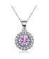 Фото #1 товара Sterling Silver Cubic Zirconia and Light Purple Glass Round Necklace