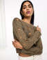 Stradivarius destroyed open knit jumper in taupe