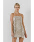 Women's Sequins Ruching Mini Dress