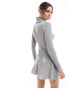 Miss Selfridge high neck ribbed dress in grey brushed rib grau, S - EU 36-38 - фото #4