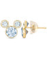 Children's Cubic Zirconia Birthstone Mickey Mouse Stud Earrings in 14k Gold